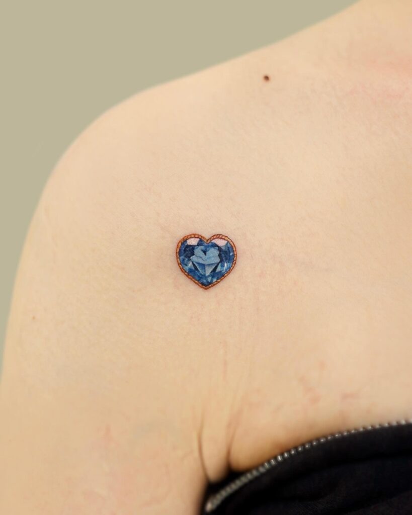 Mini Sapphire Heart Shoulder Tattoo Tattoo Design