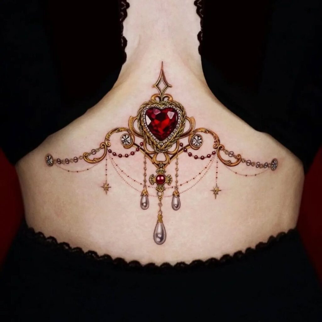 Regal Ruby Underboob Jewelry Tattoo Tattoo Design