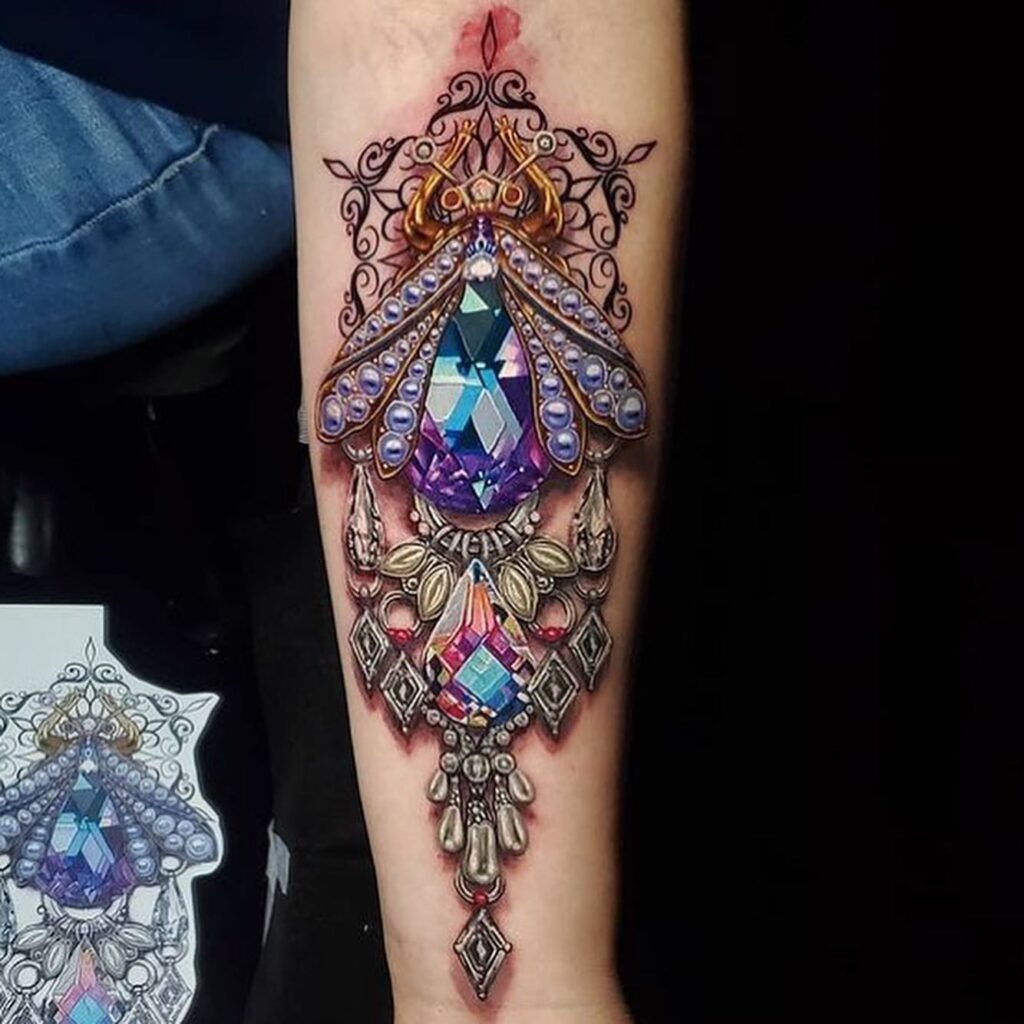 Royal Beetle Jewel Brooch Tattoo Tattoo Design