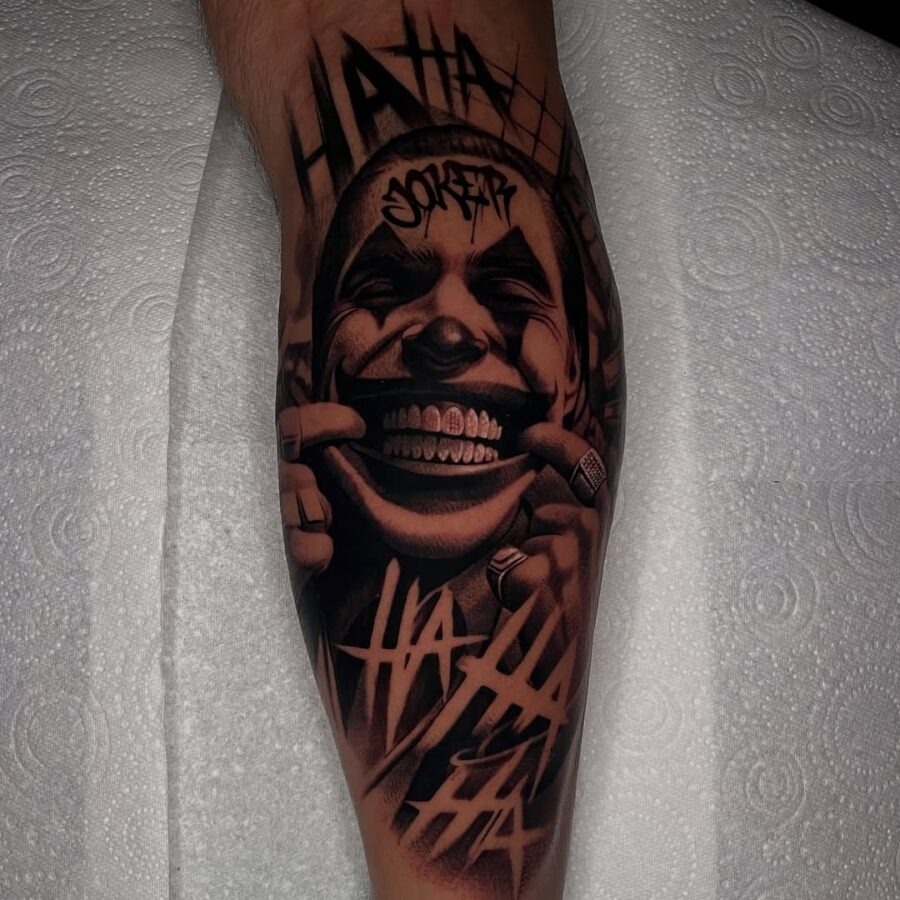 Bold and expressive Joker tattoo design Tattoo Design