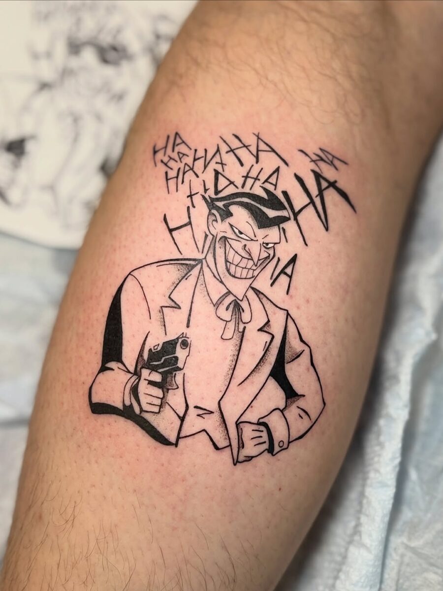 Classic Joker tattoo with playful sinister vibes Tattoo Design