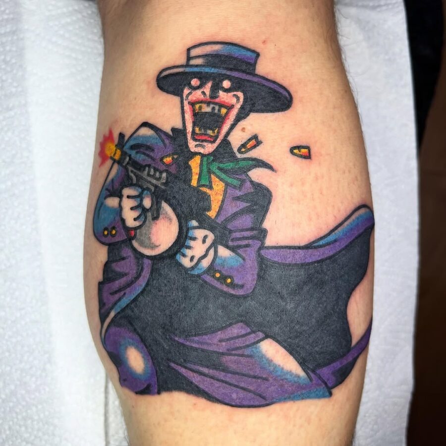 Dynamic Joker Tattoo with Sharp Colors Tattoo Design