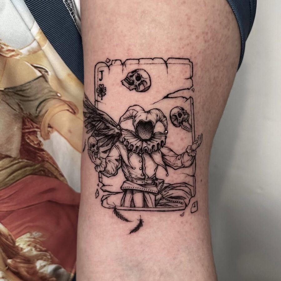 Intricate Joker design blending mischief and eeriness Tattoo Design