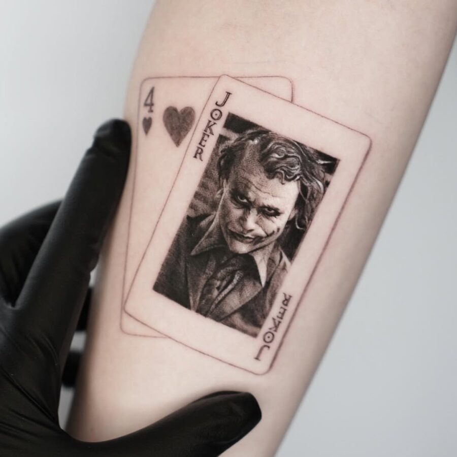 Intricate Joker Tattoo Inspired by Playing Cards Tattoo Design