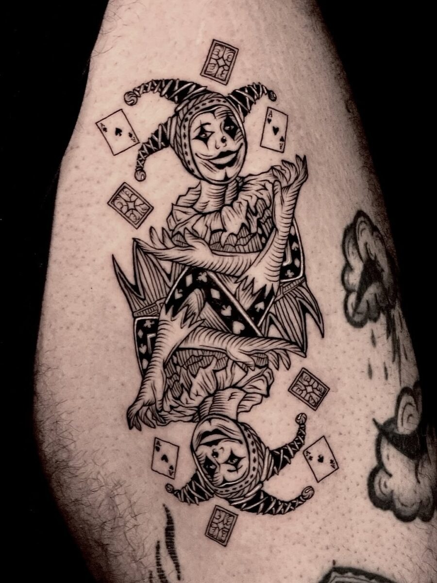 Intricate Joker Tattoo with a Playful Vibe Tattoo Design