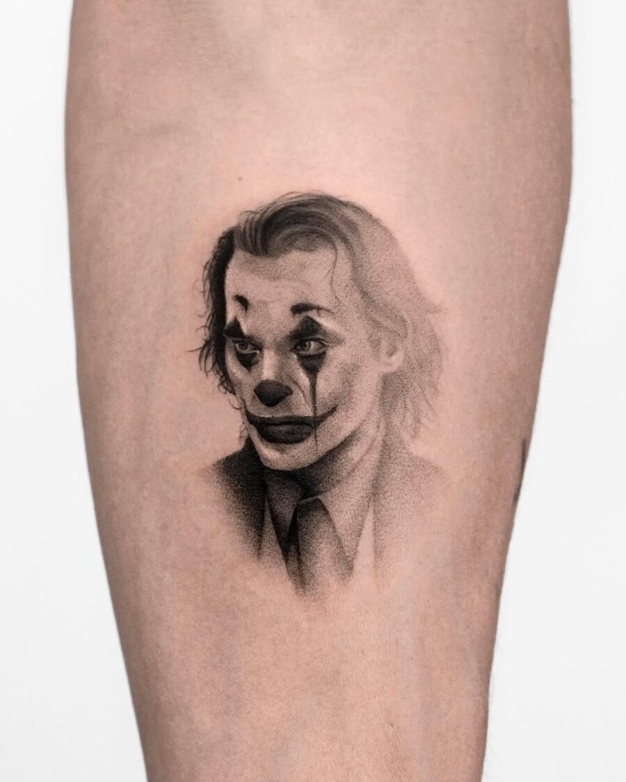 Intricate Joker Tattoo with Emo Facial Expression Tattoo Design