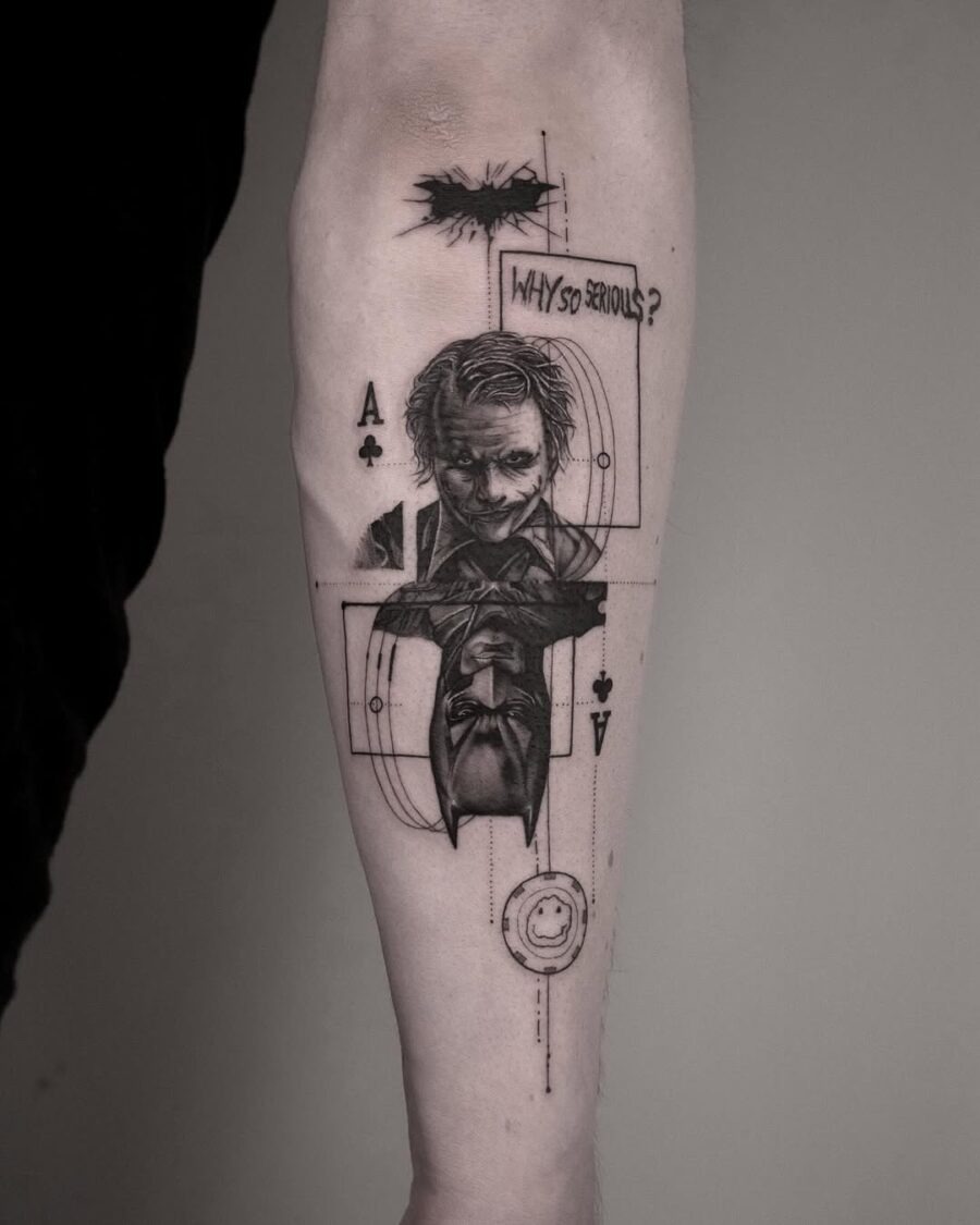 Intricate Joker Tattoo with Iconic Quotes Tattoo Design