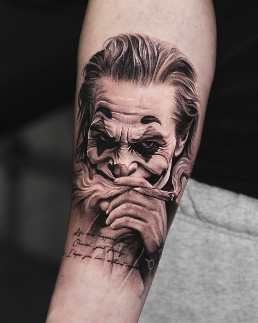 Intricate Joker Tattoo with Smoky Vibes Tattoo Design
