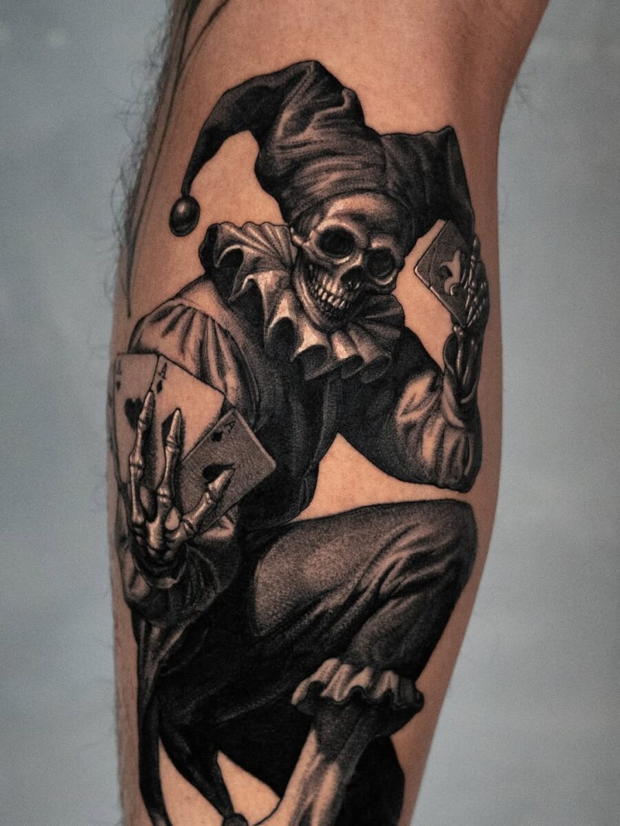 Intricate skull jester tattoo design Tattoo Design