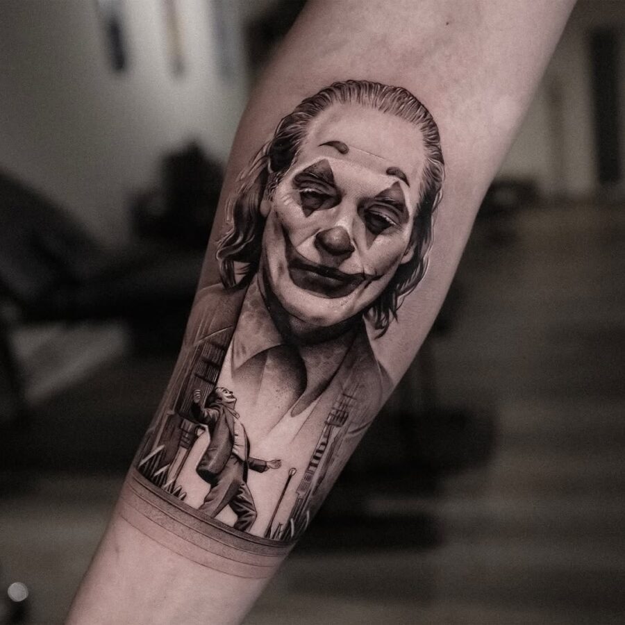 Realistic Joker Tattoo with Iconic Expression Tattoo Design