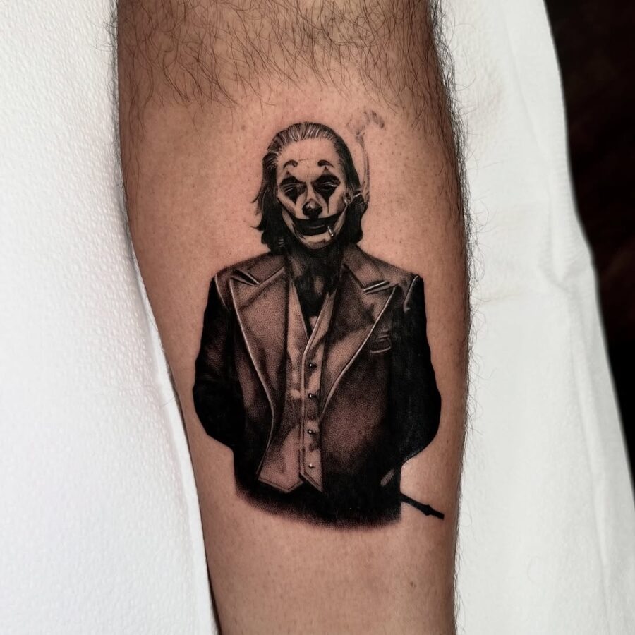 Stunning Joker tattoo in detailed realism Tattoo Design