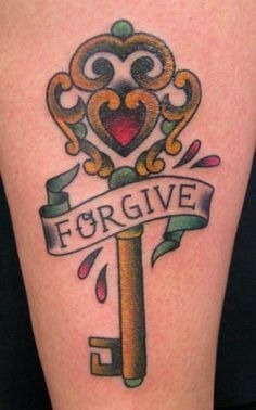 Forgive Banner Key Tattoo Tattoo Design