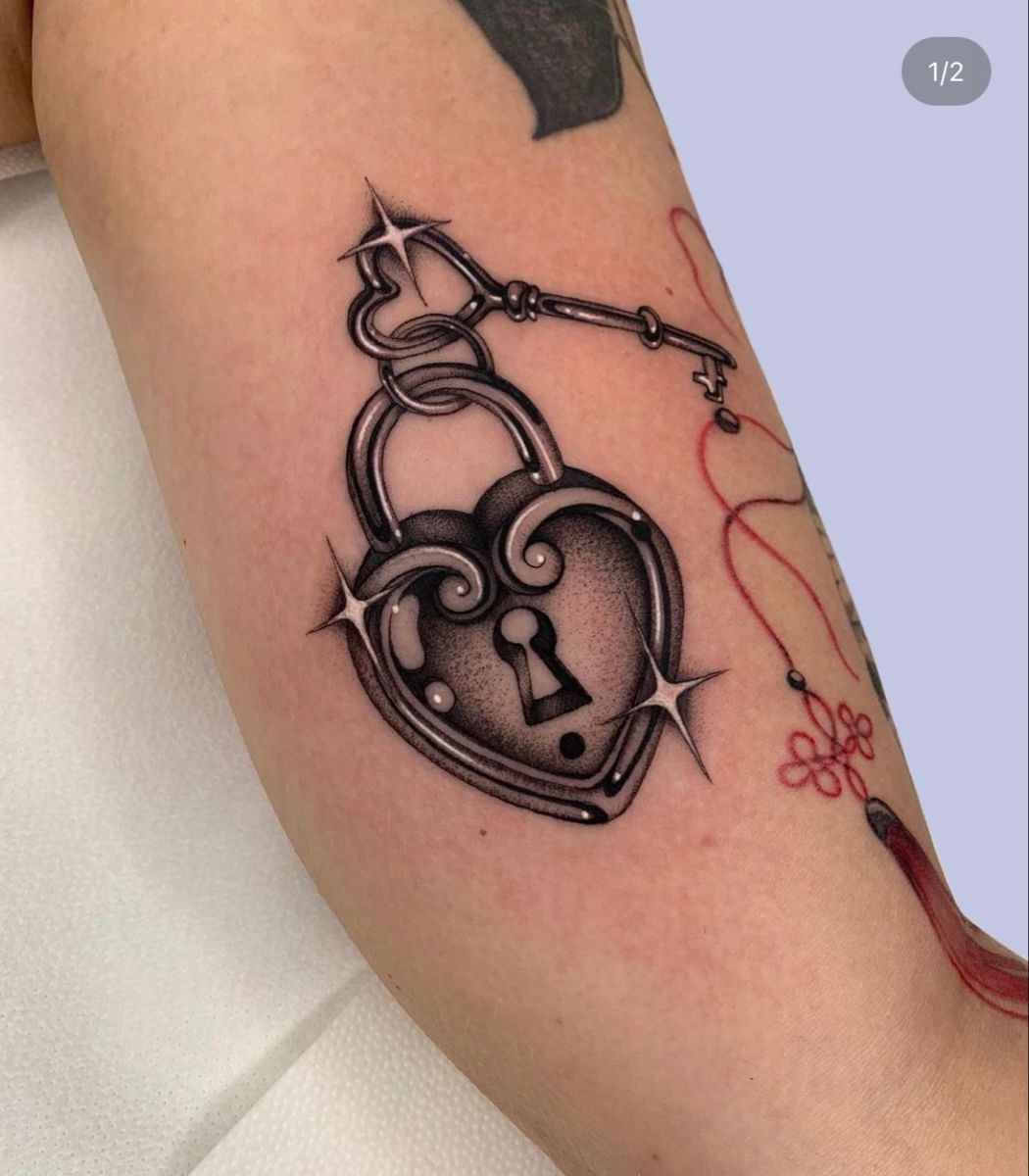Heart Lock and Key Statement Piece Tattoo Design