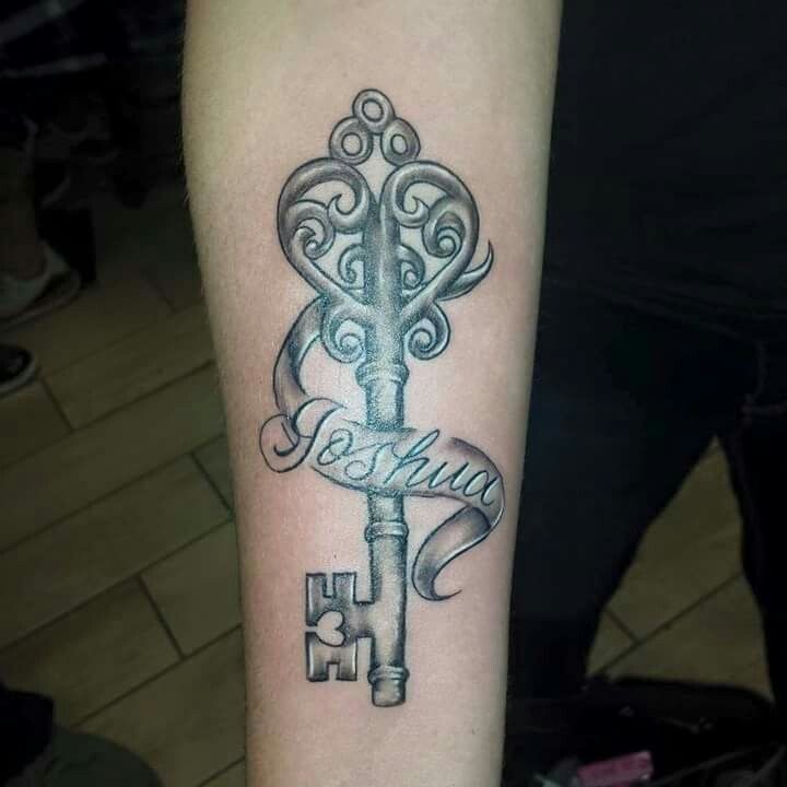 Personalized Ribbon Key Tattoo Tattoo Design