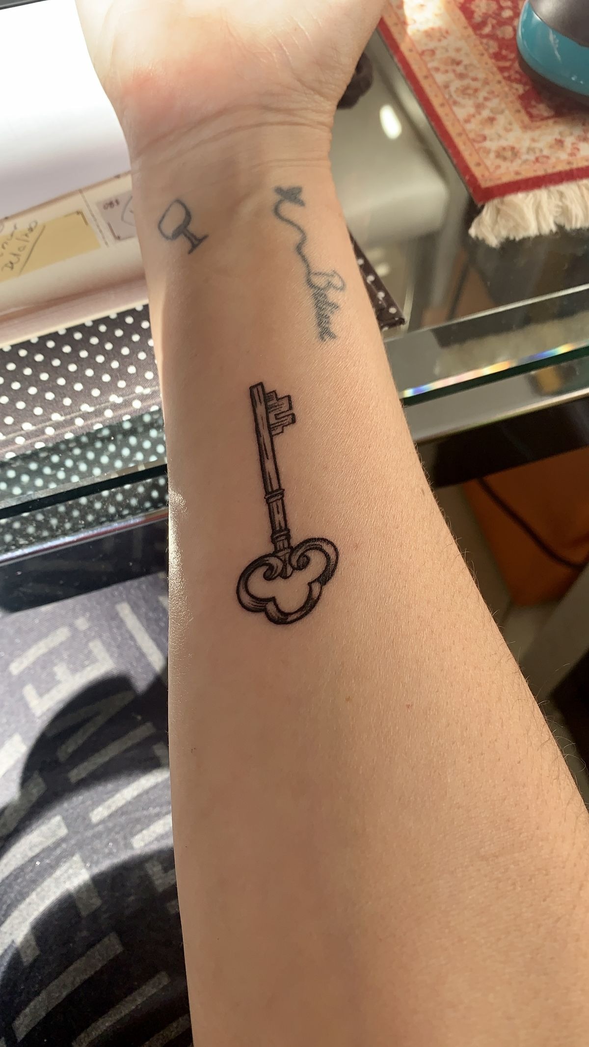 Simple Mickey-Inspired Key Tattoo Tattoo Design