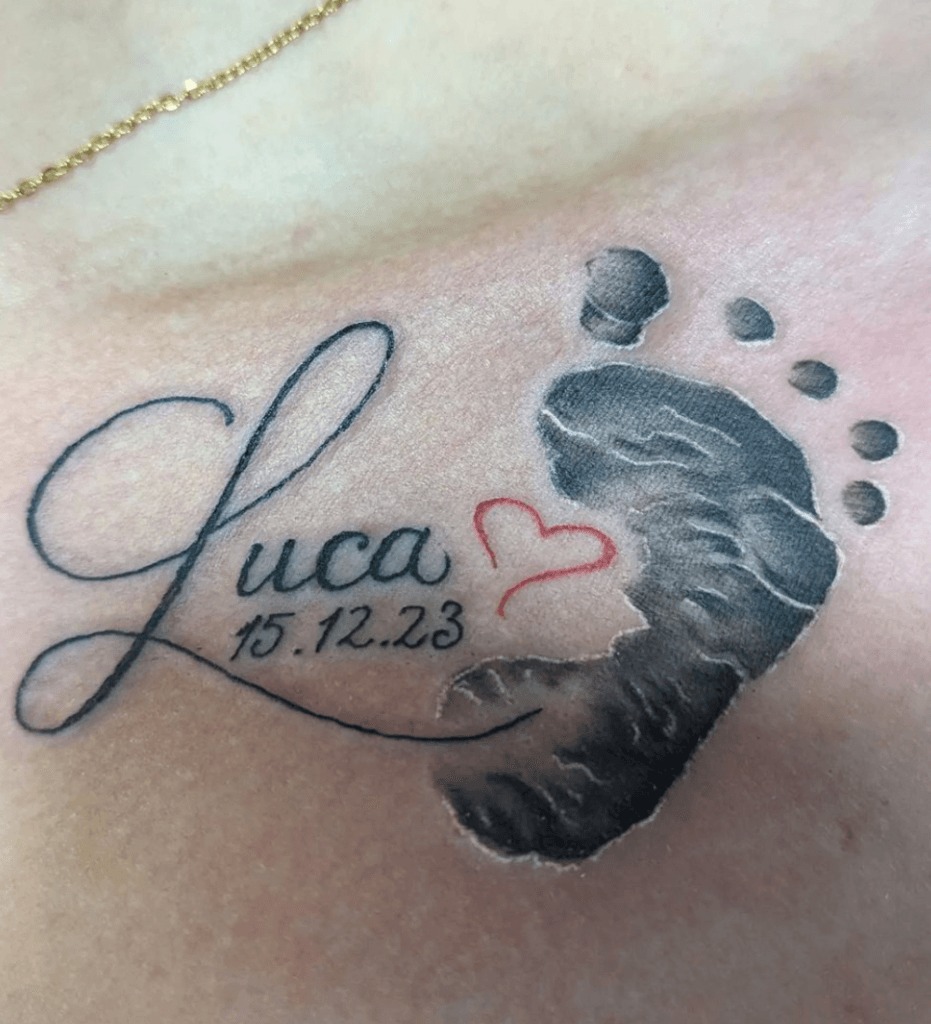 Arrows with Names and Dates Intertwined Tattoo Tattoo Design
