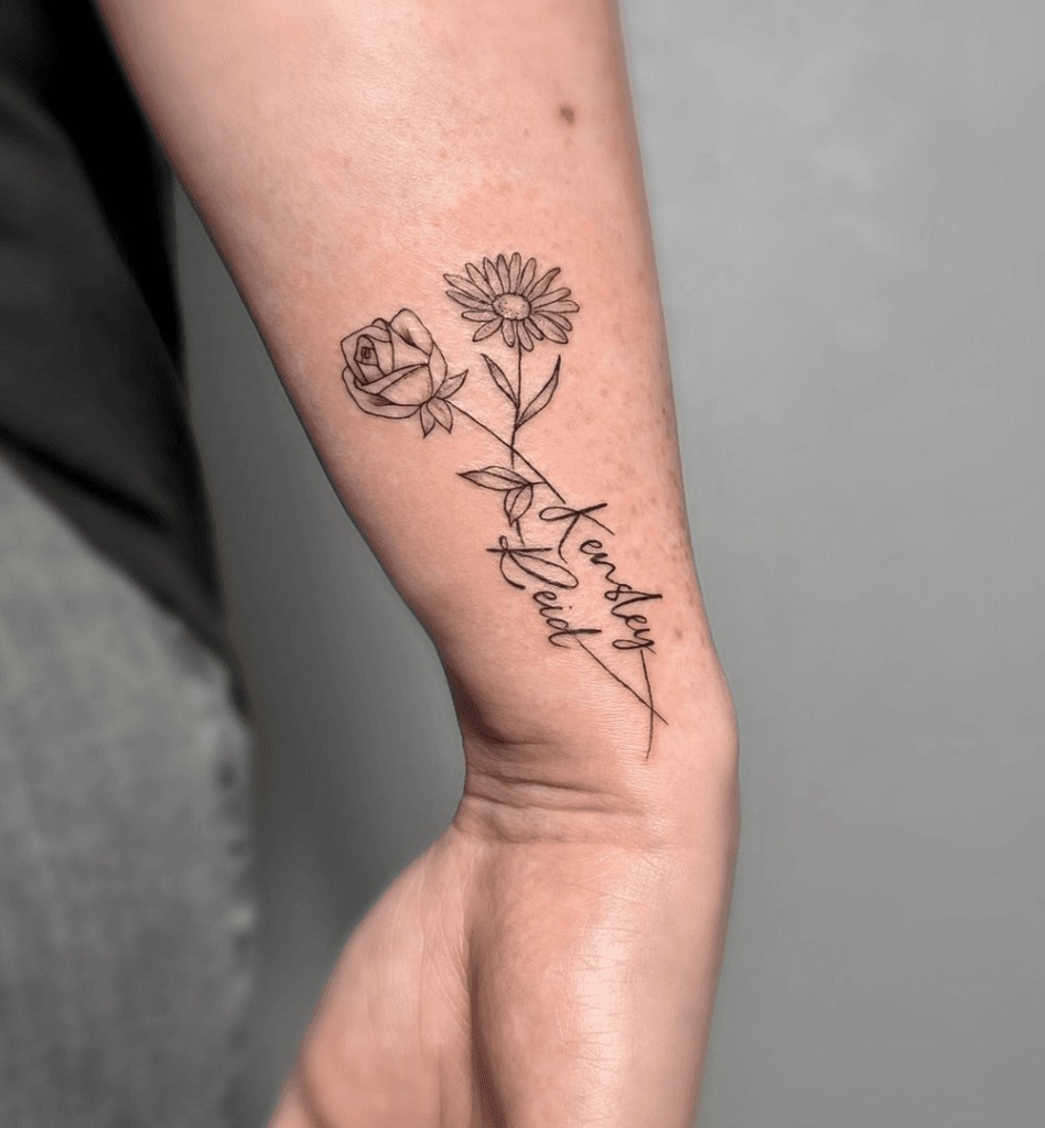 Cute Anchor & Name Tattoo Tattoo Design