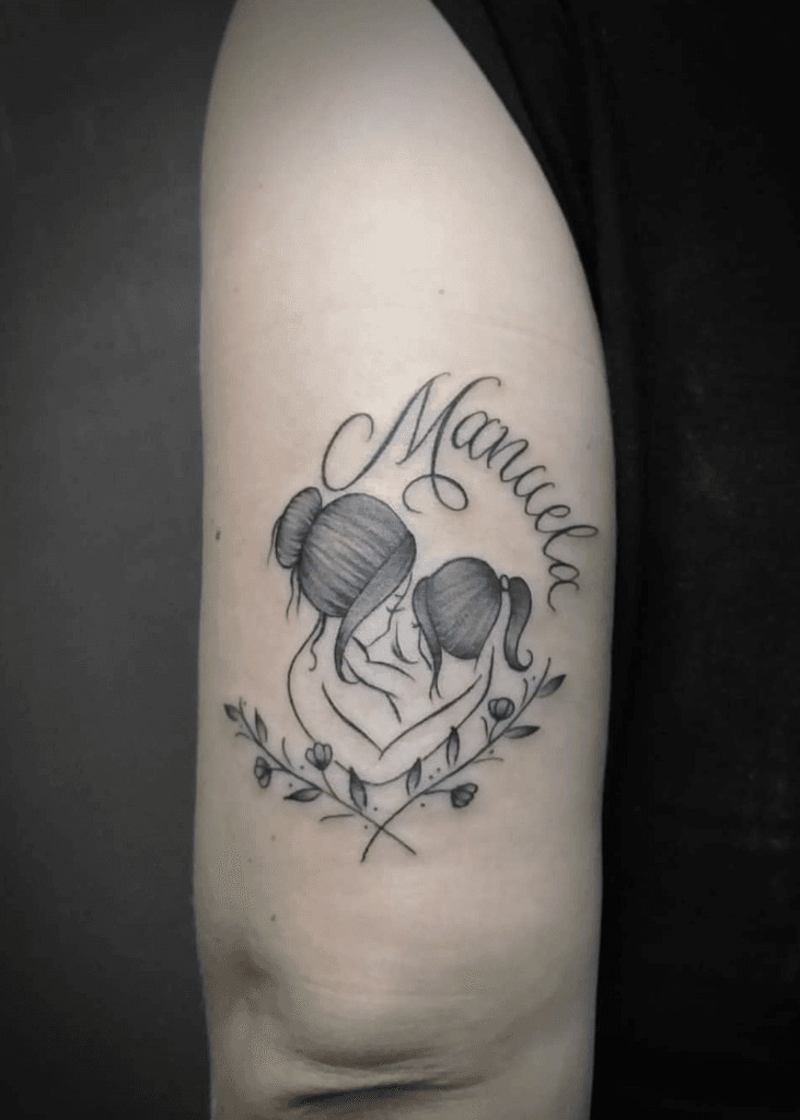 Elephant & Baby Elephant with Name Tattoo Design