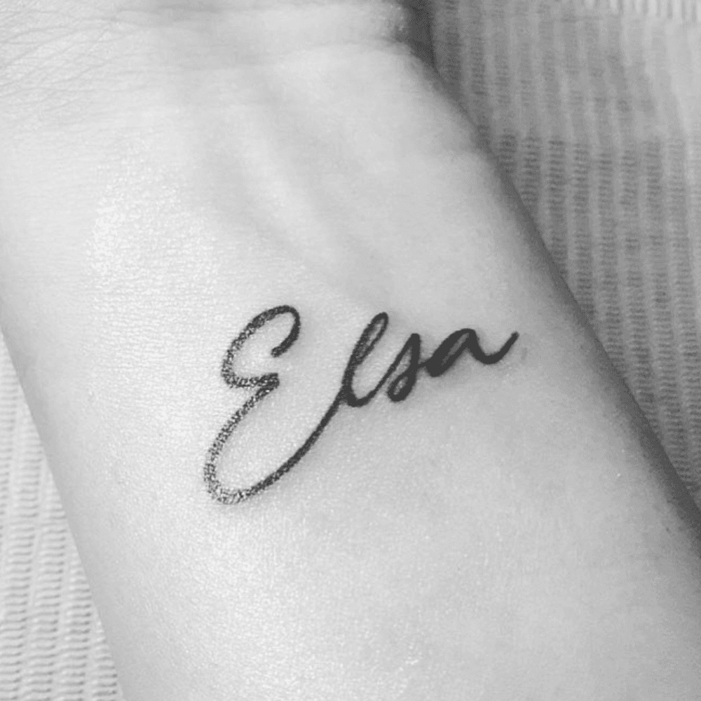 Minimalist Tattoo with Names in Cursive Tattoo Design