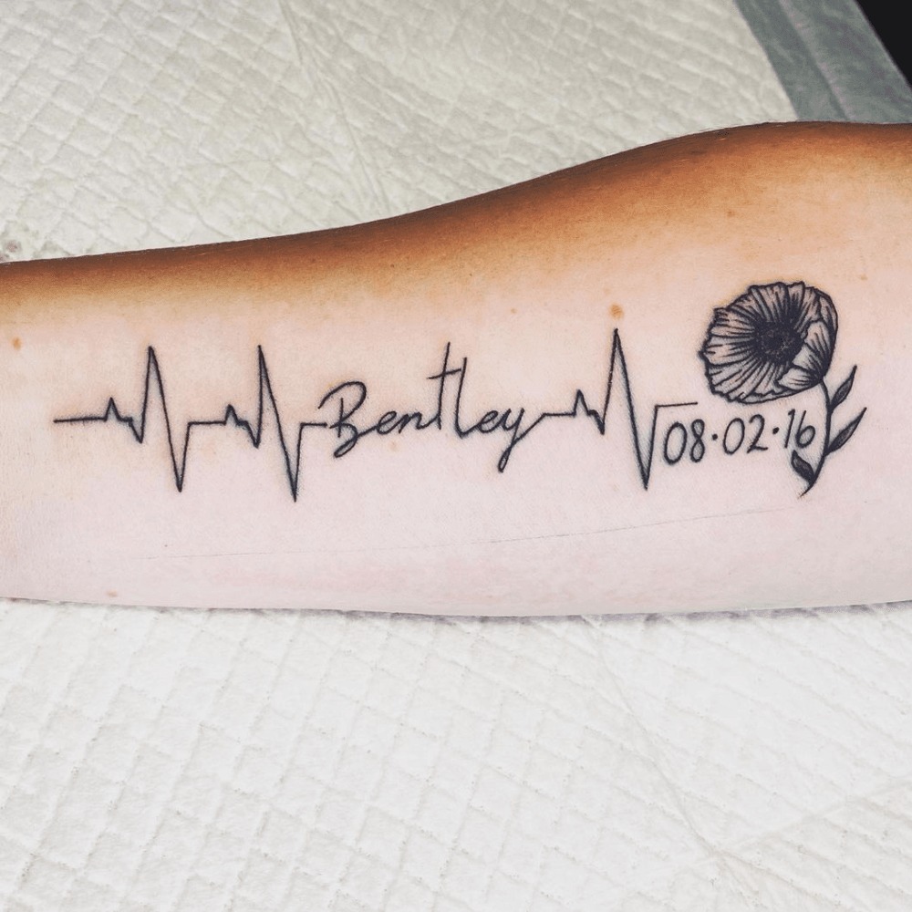 Names Arranged in a Stylized Heart Shape Tattoo Design