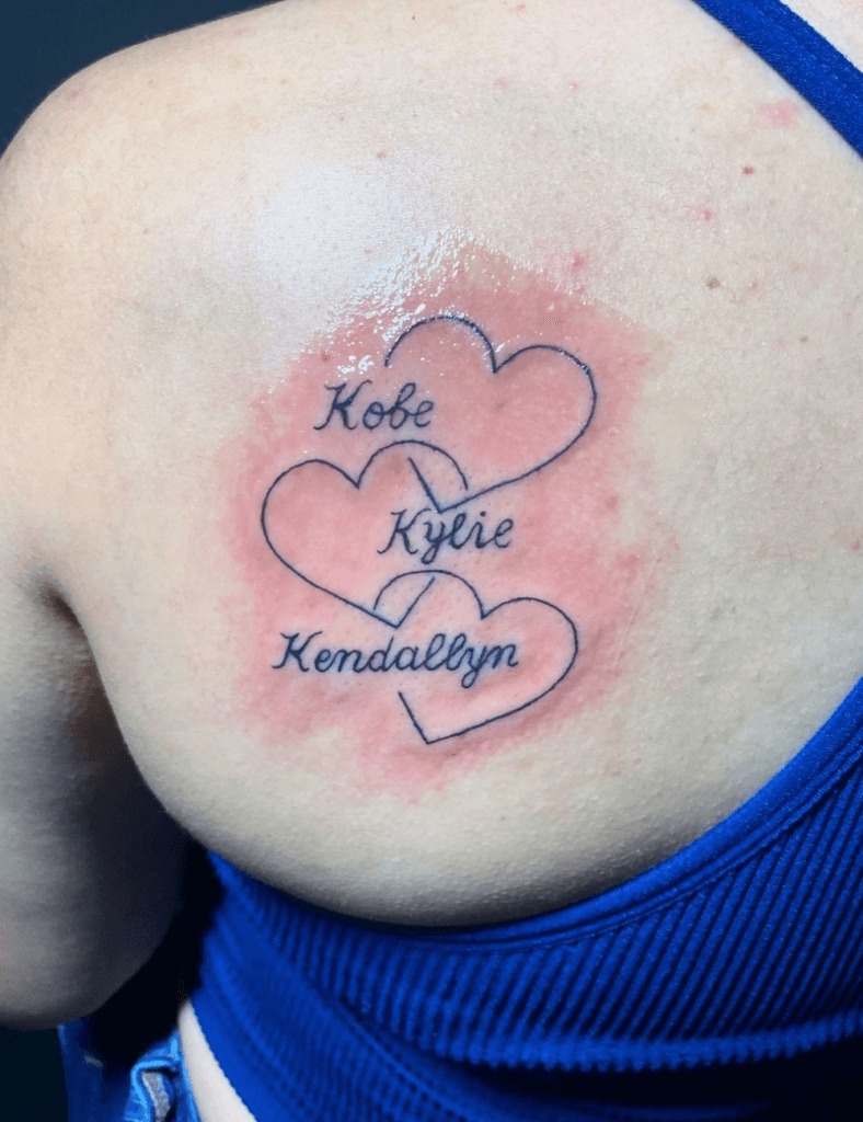 Shape of a Heart with Names Tattoo Design