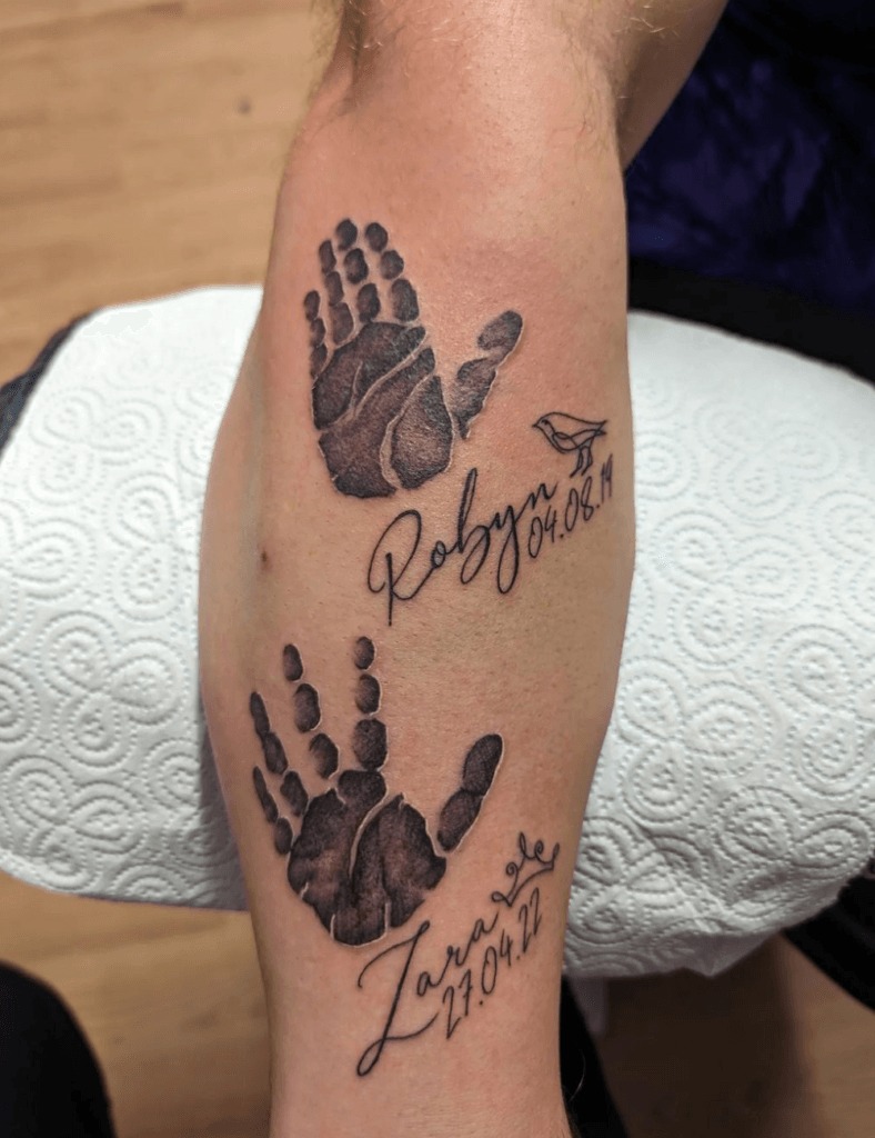 Simple Kid's Name Tattoo with Rose Compass Symbol Tattoo Design