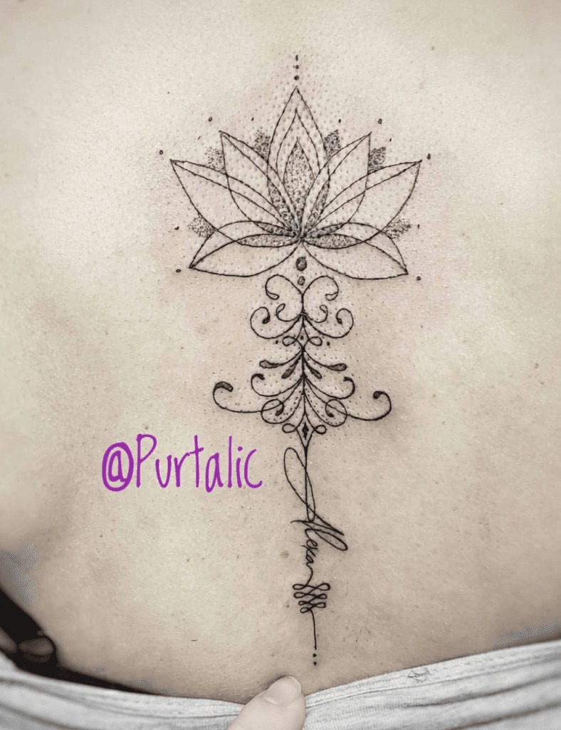 Vine and Leaf Design with Kids Names Tattoo Design