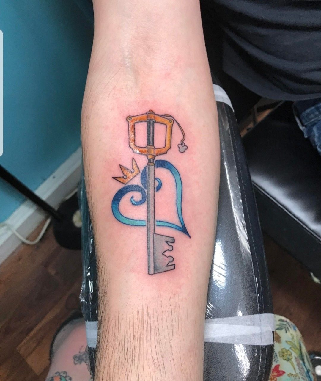 Classic Heart and Key Forearm Tattoo Tattoo Design