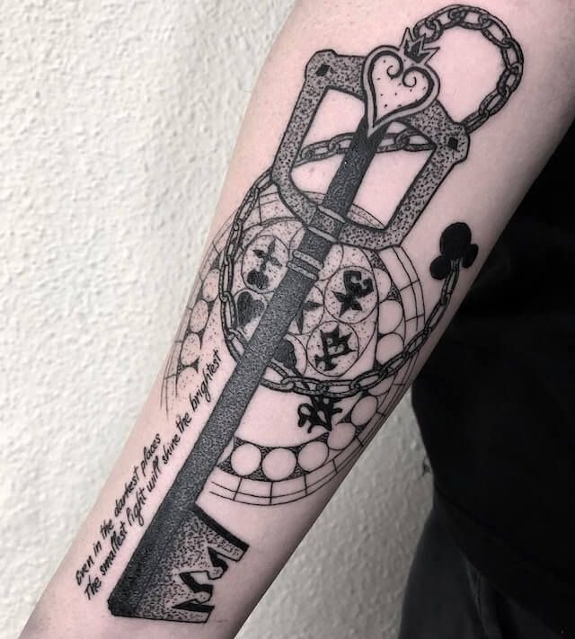 Stained Glass Keyblade Forearm Design Tattoo Design