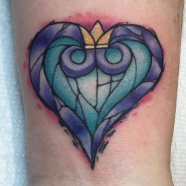 Stained Glass Kingdom Hearts Emblem Tattoo Design