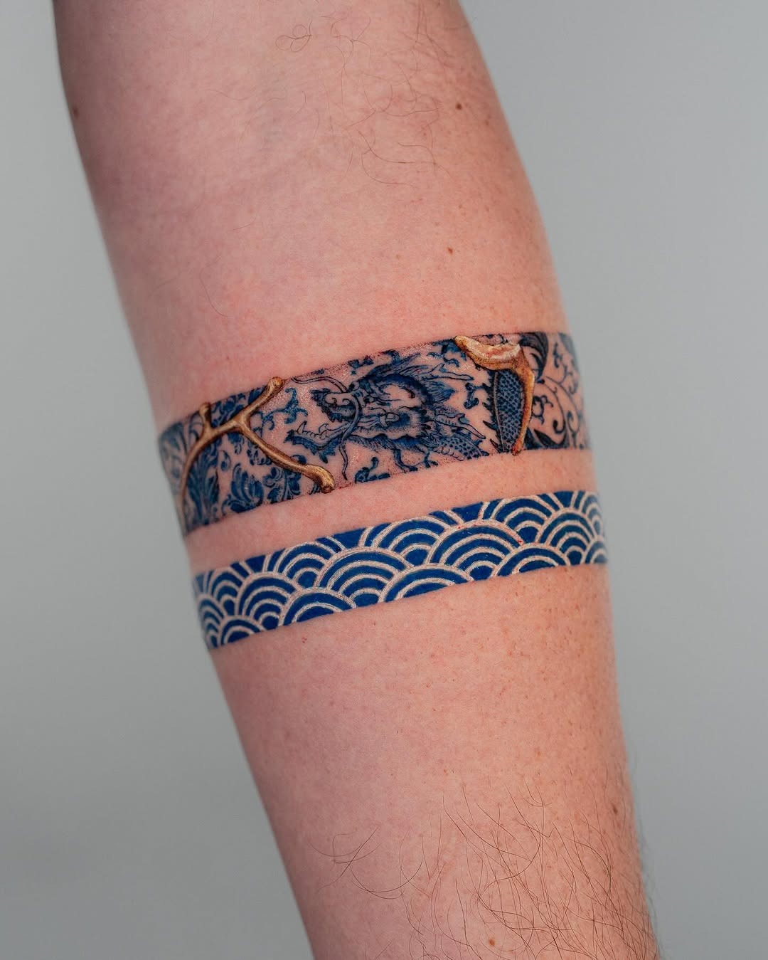 A Blend of Nature and Waves in Kintsugi Tattoos Tattoo Design