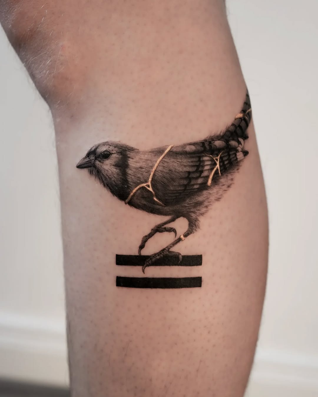 A stunning bird tattoo with kintsugi elements Tattoo Design