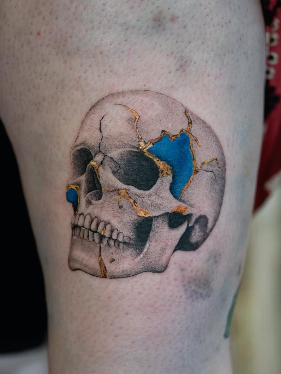 Artful skull tattoo showcasing kintsugi technique Tattoo Design