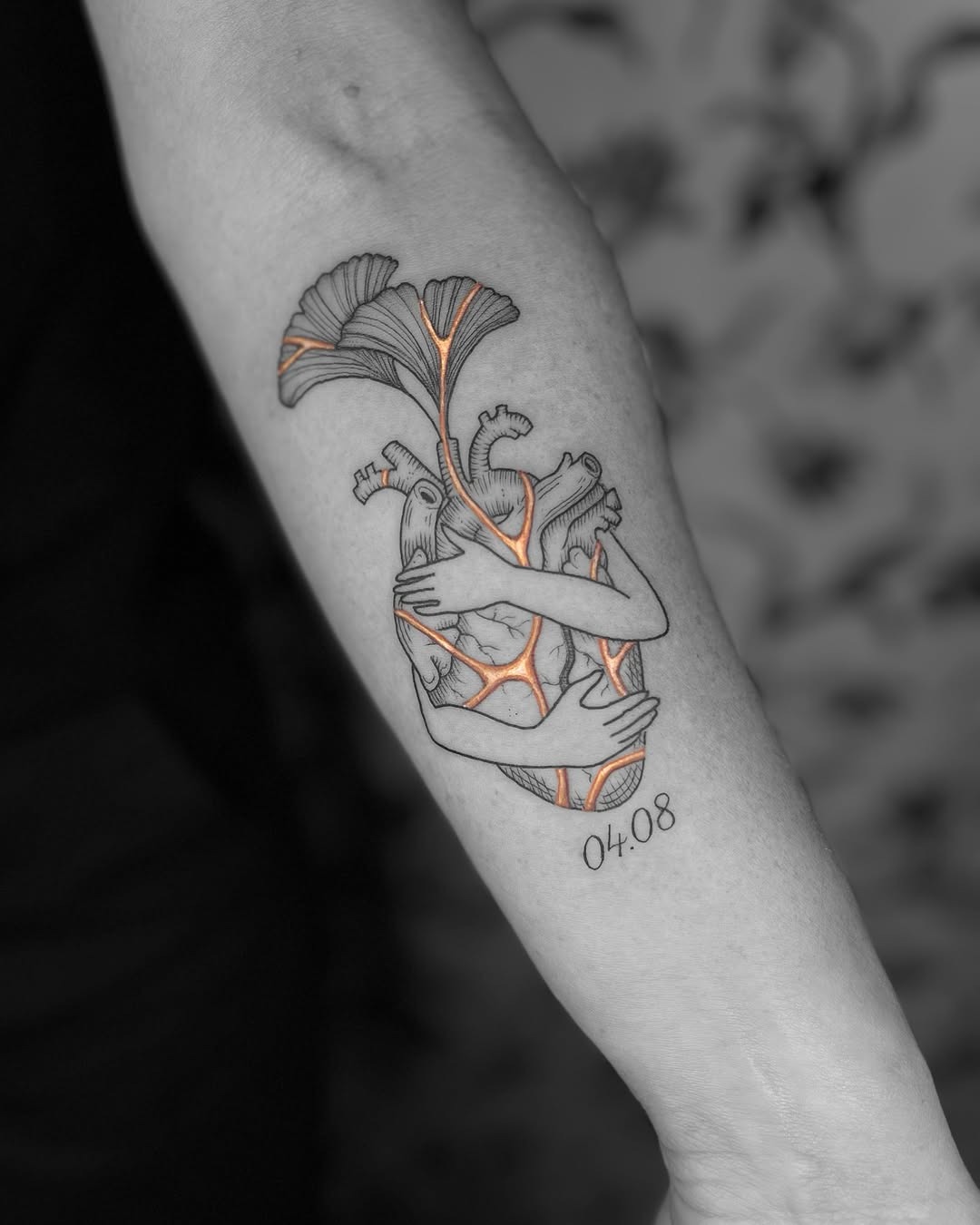 Heart Tattoo Emphasizing Kintsugi Aesthetic Tattoo Design