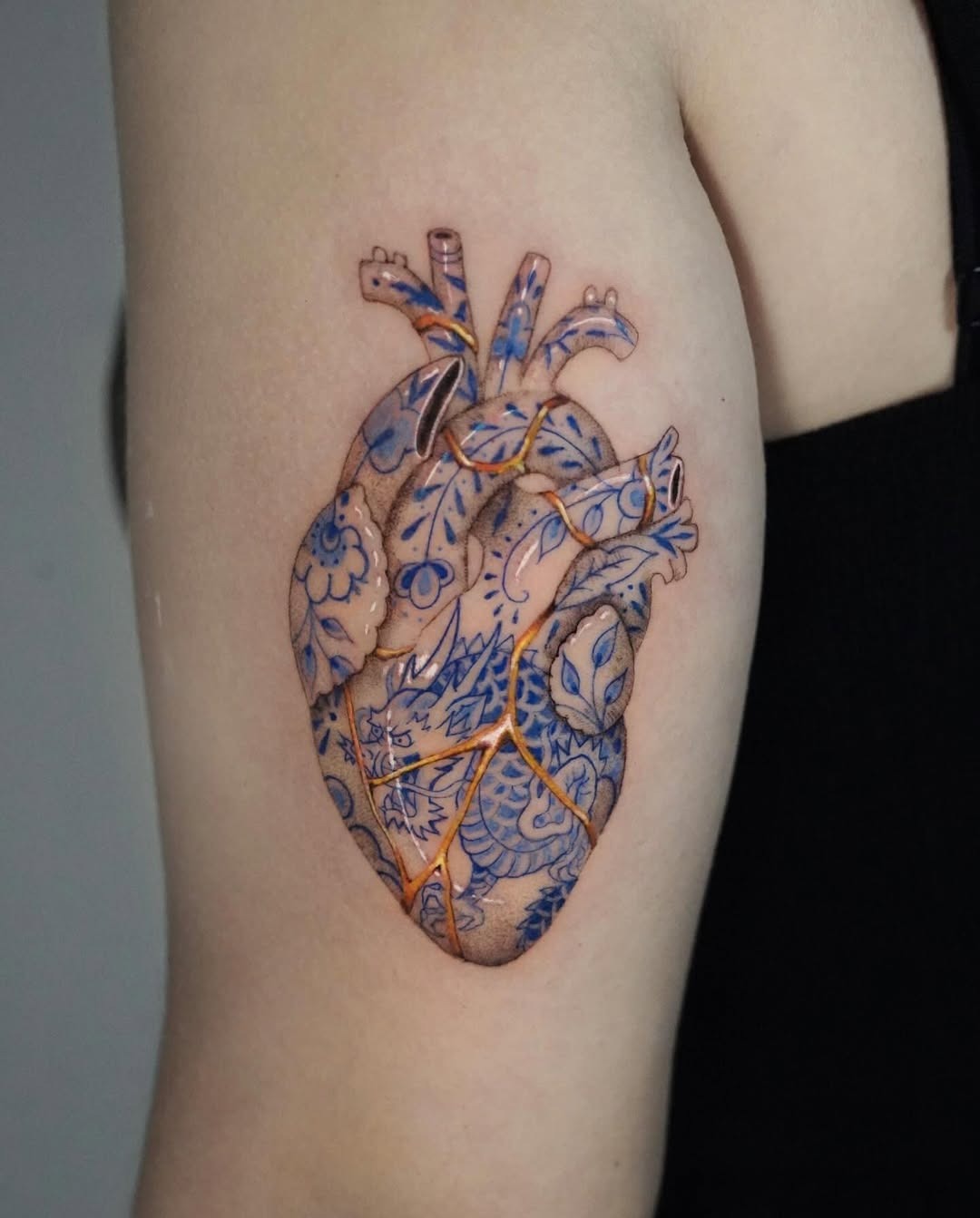 Kintsugi heart tattoo showcasing intricate designs Tattoo Design