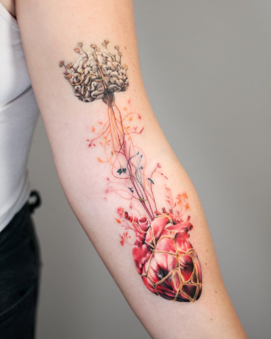 Kintsugi-Inspired Heart Tattoo Blending Nature Tattoo Design