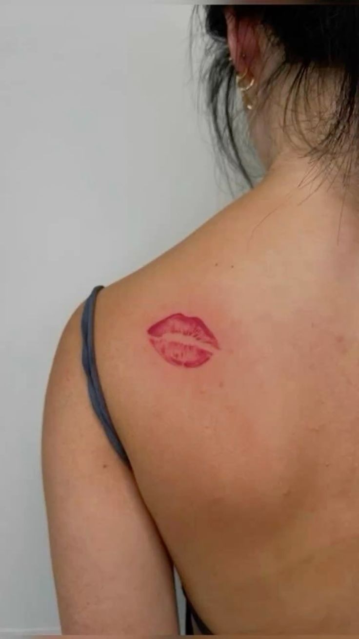 Love Script with Lip Kiss on Wrist Tattoo Design