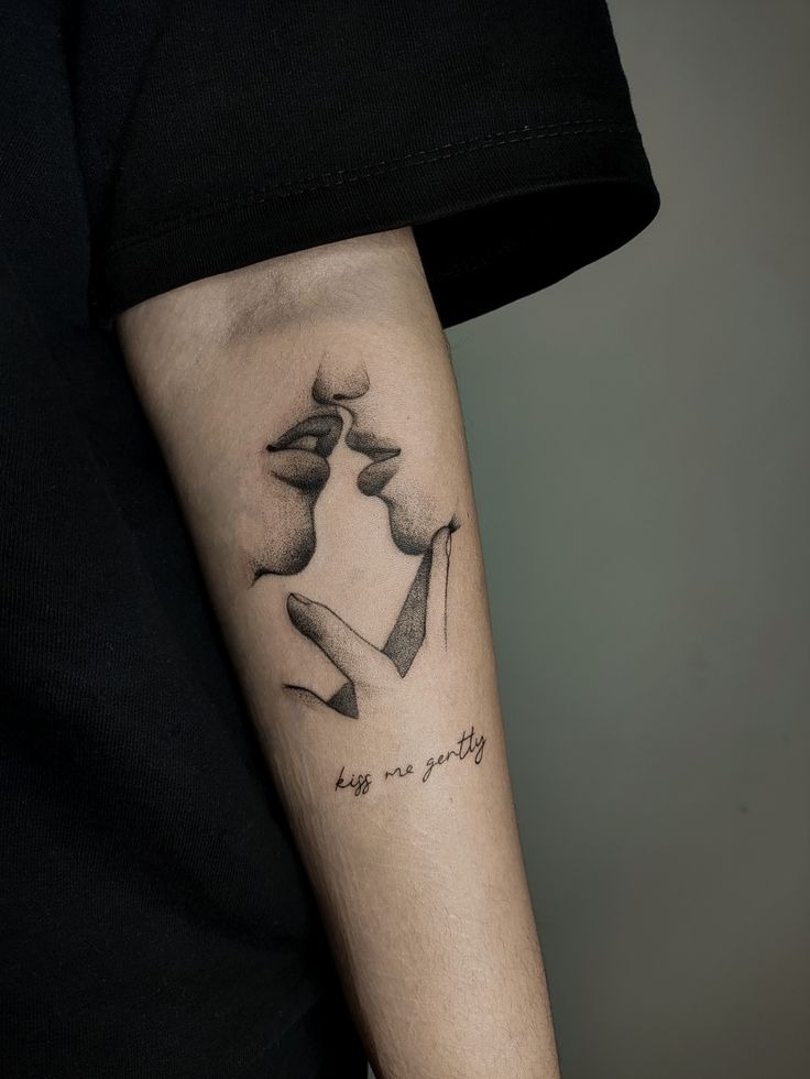 Tiny Red Kiss on Hip Tattoo Design
