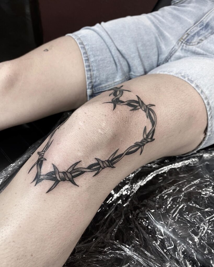 Barbed Wire Knee Frame Tattoo Tattoo Design