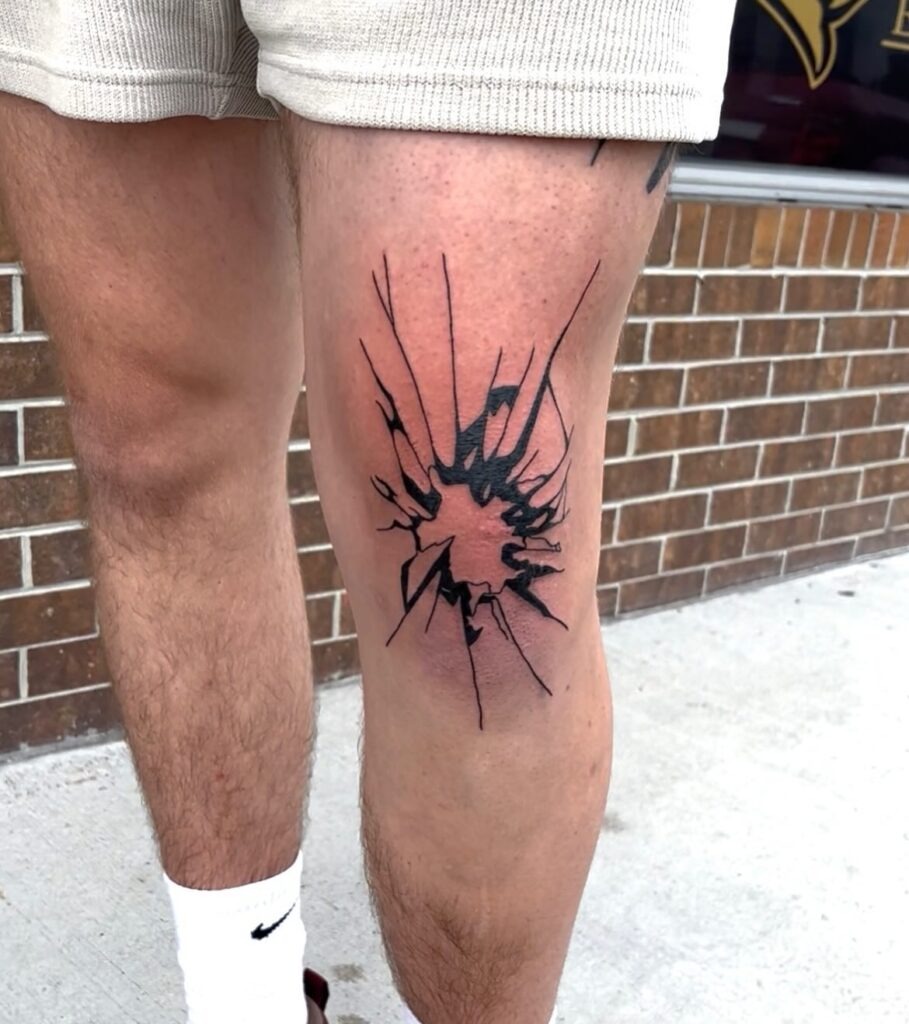 Cracked Glass Knee Tattoo Tattoo Design