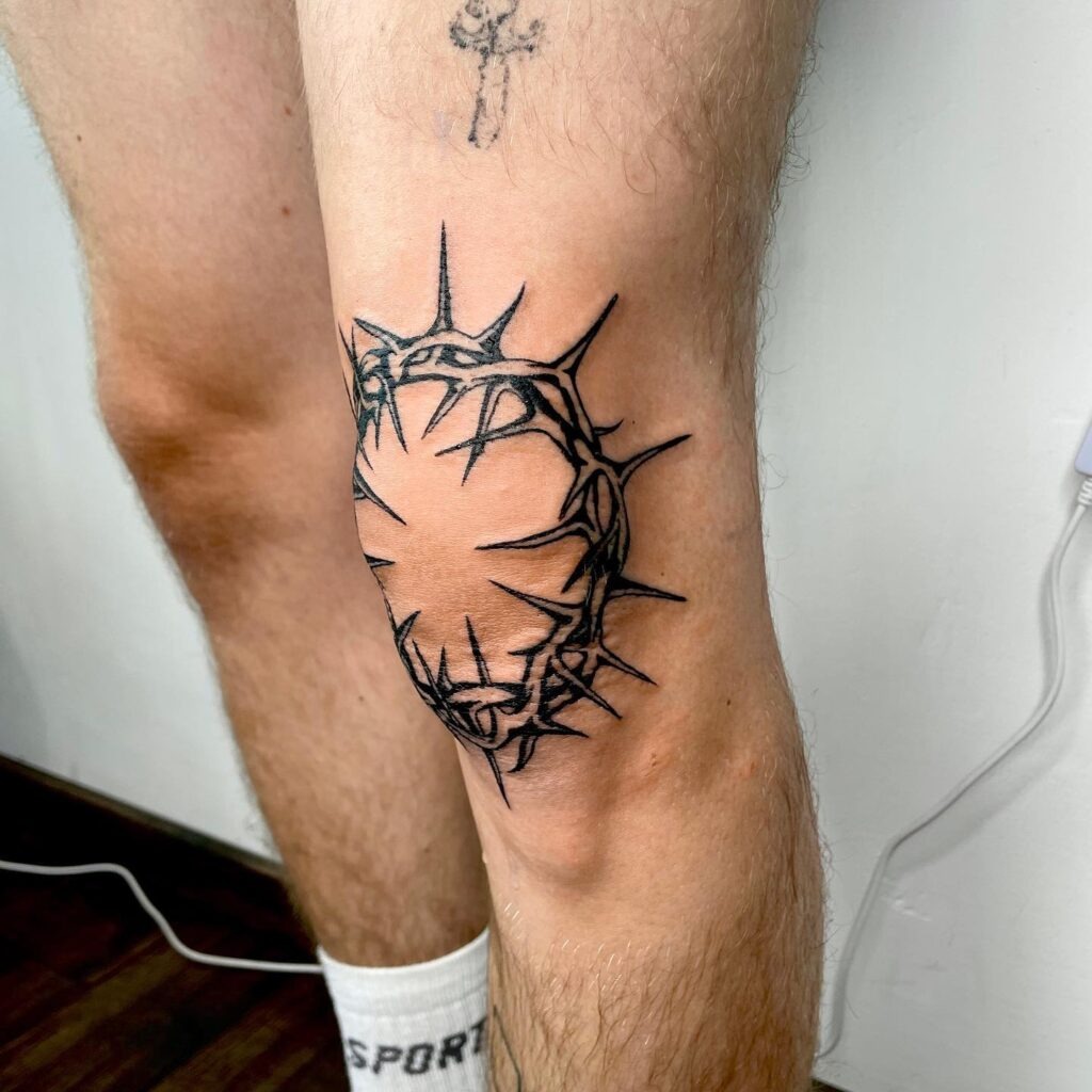 Crown of Thorns Knee Frame Tattoo Tattoo Design