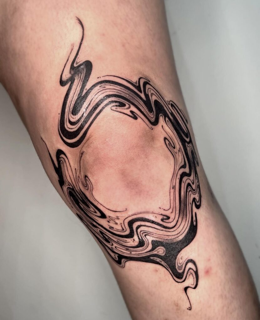 Fluid Abstract Knee Frame Tattoo Tattoo Design