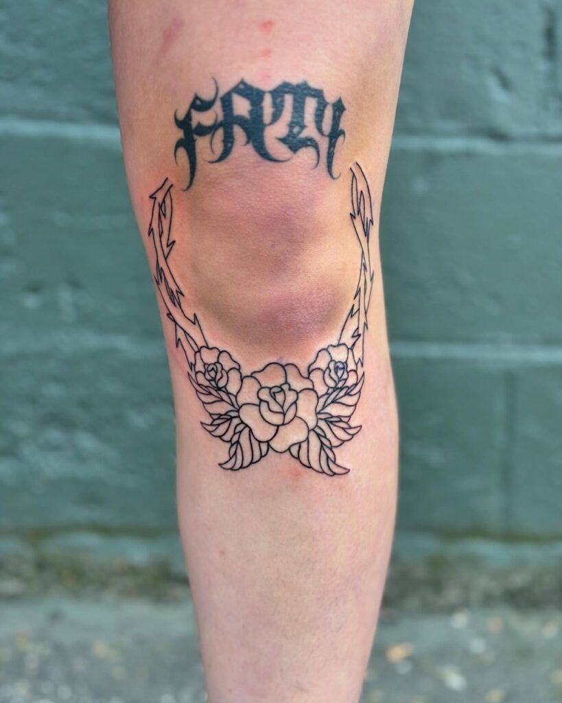 Rose and Thorn Knee Frame Tattoo Tattoo Design