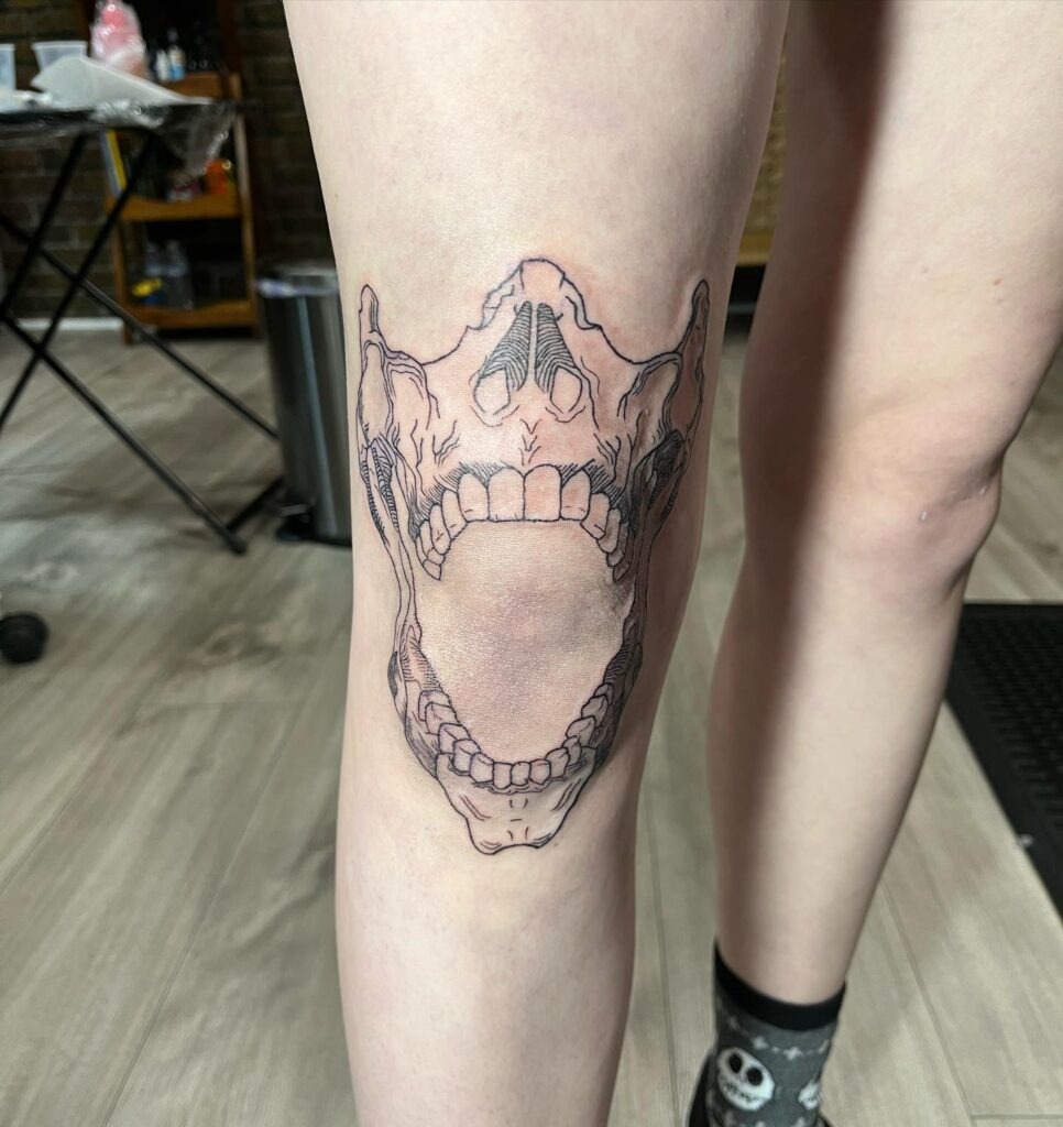Skeletal Jaw Knee Frame Tattoo Tattoo Design
