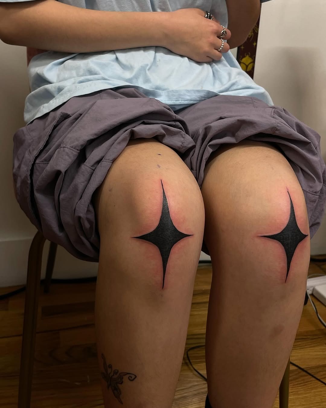 Bold Star Tattoos on Knee Caps Tattoo Design