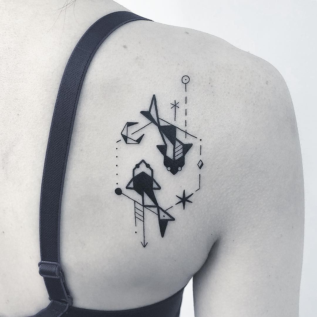 Geometric Monochrome Koi Tattoo Design Tattoo Design