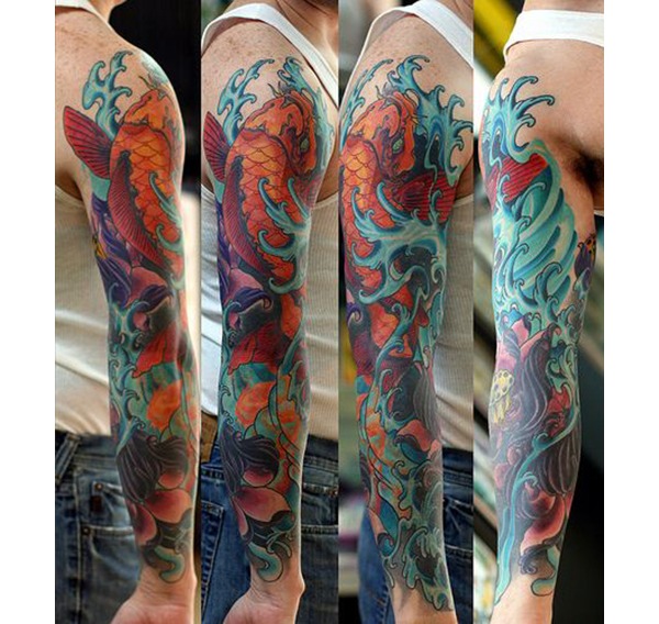 Orange Koi Fish Full Sleeve Koi Fish Tattoo Designs Tattoo Design