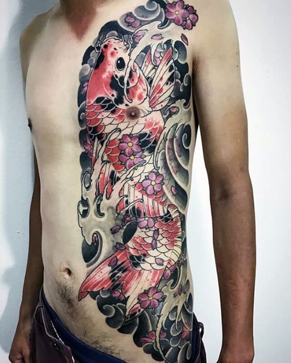 Sanke Pattern Koi Swimming Upstream Koi Fish Tattoos Tattoo Design