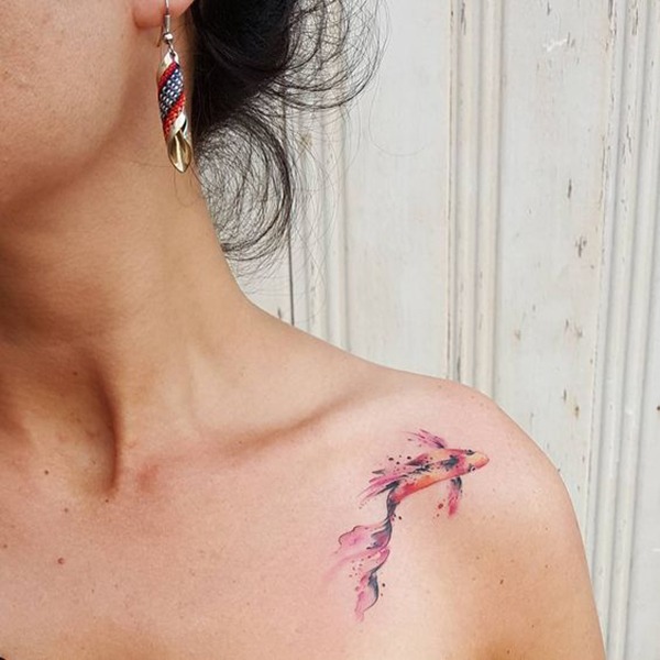 Tiny Koi with Trailing Fins Tattoo Design