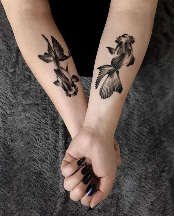 Two Goldfish on Separate Wrists Tattoo Design
